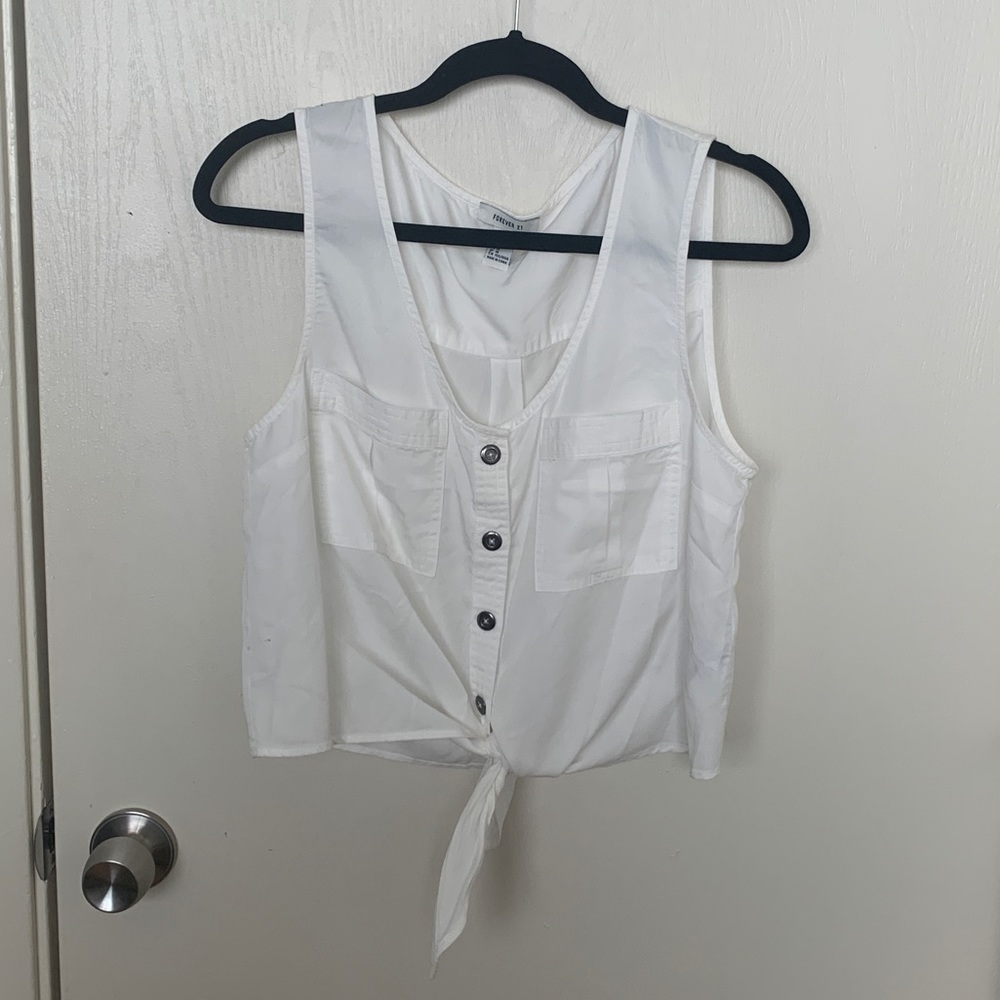 White Tie Up Crop Top